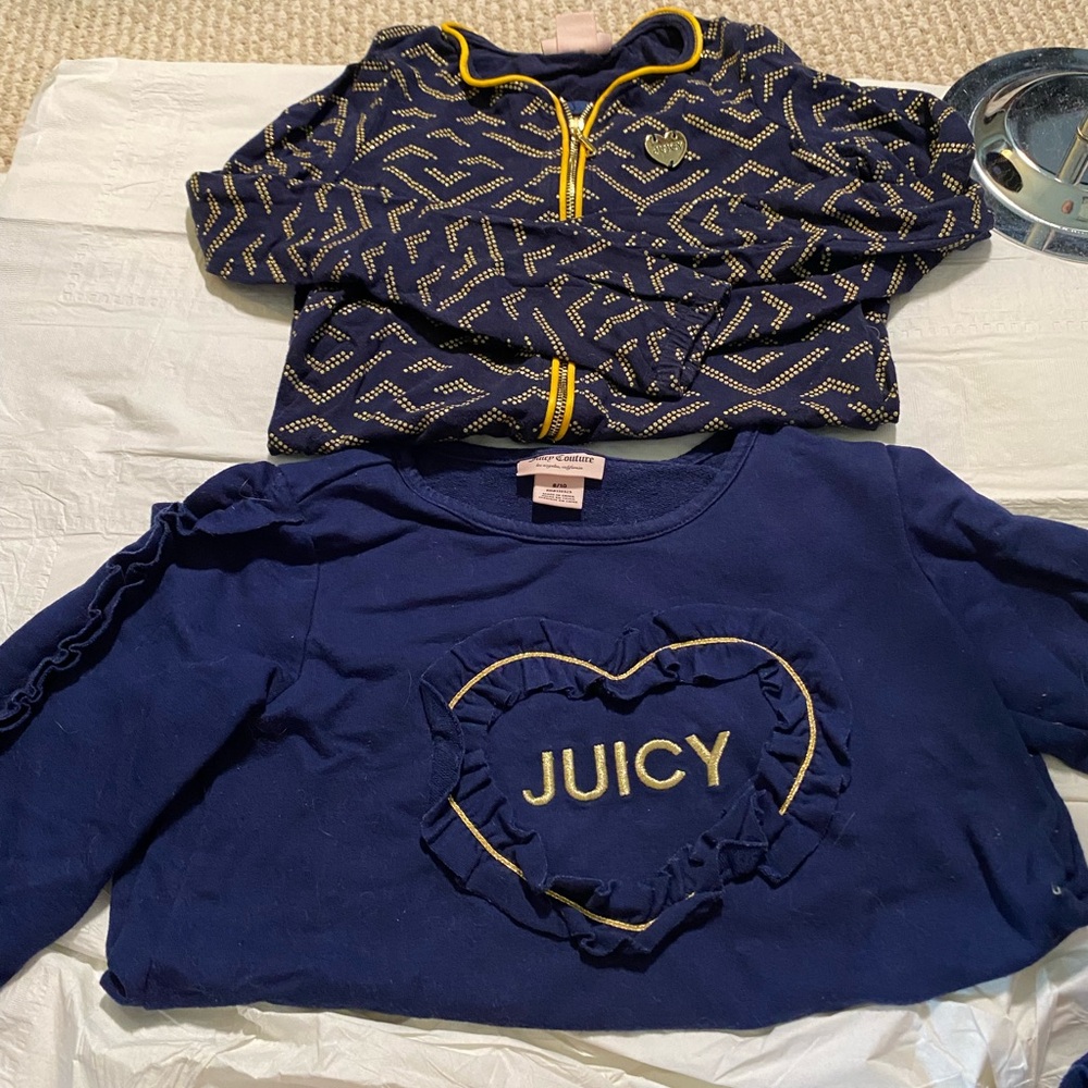 Juicy Couture Girls Size 8/10 long sleeved tops- 1 w flutter, 1 w sequins
